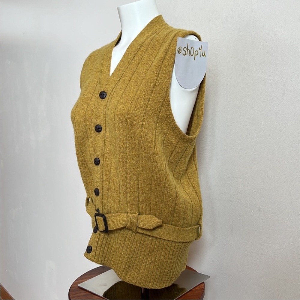 Revere Golden Knit Vest with Belt vintage wool librarian whimsy
